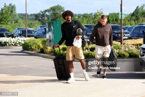 Hamza Chodhury with Harvey Barnes as players return to Pre-Season Training at Leicester City training Complex, Seagrave on July 03, 2023 in...