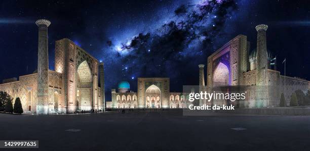 registan square in samarkand. historical landmark located on the ancient silk road - uzbekistan stock pictures, royalty-free photos & images