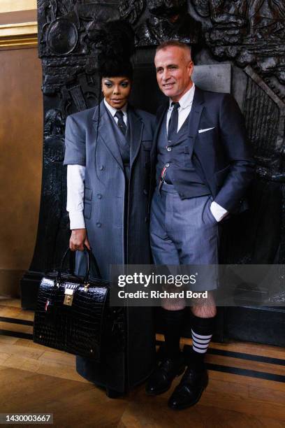 Janet Jackson and Thom Browne pose after the Thom Browne Womenswear Spring/Summer 2023 show as part of Paris Fashion Week at Palais Garnier on...