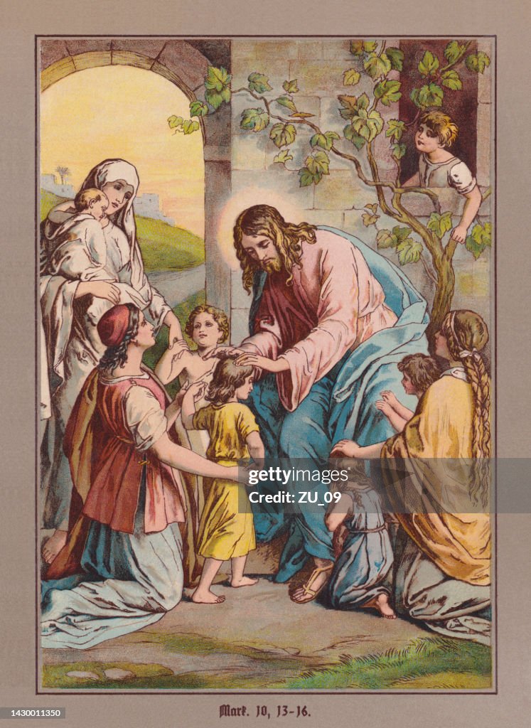 Jesus blesses the children, chromolithograph, published ca. 1880