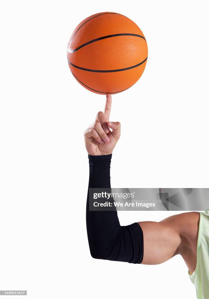 Basketball spinning on finger