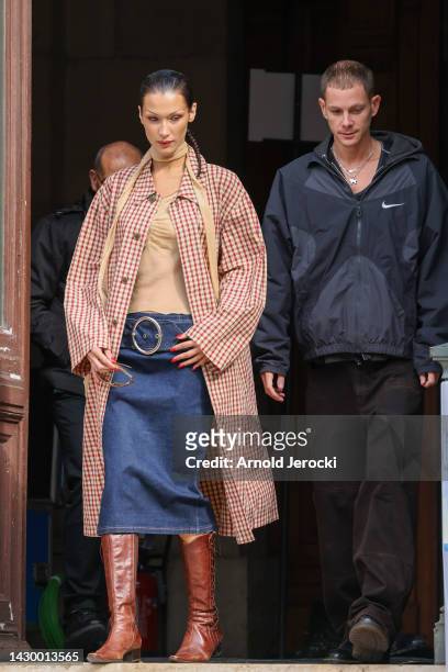 Bella Hadid and Marc Kalman attend the Paris Fashion Week - Womenswear Spring/Summer 2023 - Day Eight on October 03, 2022 in Paris, France.