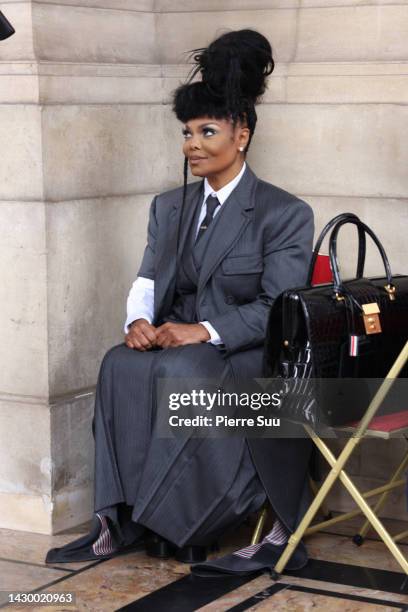 Janet Jackson attends the Thom Browne Womenswear Spring/Summer 2023 show as part of Paris Fashion Week on October 03, 2022 in Paris, France.