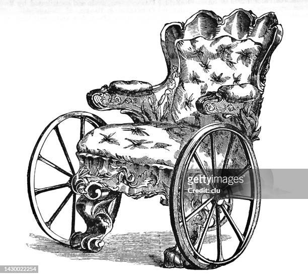 crystal palace exhibition, london 1851, elegant wheelchair with a small backbone - automotive manufacturing stock illustrations