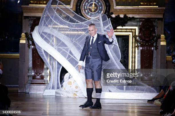 Fashion designer Thom Browne walks the runway during the Thom Browne Womenswear Spring/Summer 2023 show as part of Paris Fashion Week on October 3,...