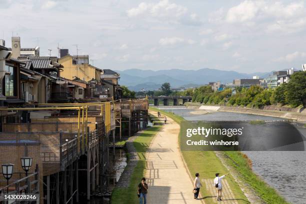 kamo river in kyoto, japan - kamo river stock pictures, royalty-free photos & images