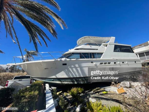 boats displaced by hurricane ian - florida storm damage stock pictures, royalty-free photos & images