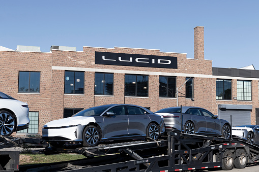 Lucid Air Touring sedan display at the Service Center. Lucid Motors is a manufacturer of luxury EV Electric Vehicles.