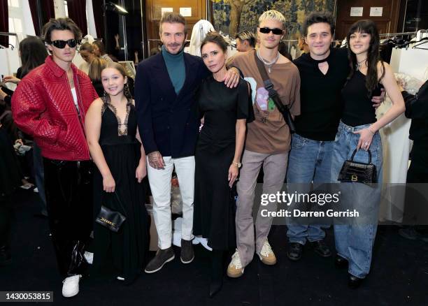 Cruz Beckham, Harper Beckham, David Beckham, Victoria Beckham, Romeo Beckham, Brooklyn Beckham and Nicola Peltz Beckham attends the Victoria Beckham...