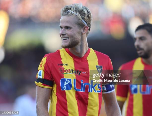 Morten Hjulmand during the Serie A match between US Lecce and US Cremonese at Stadio Via del Mare on October 02, 2022 in Lecce, Italy.