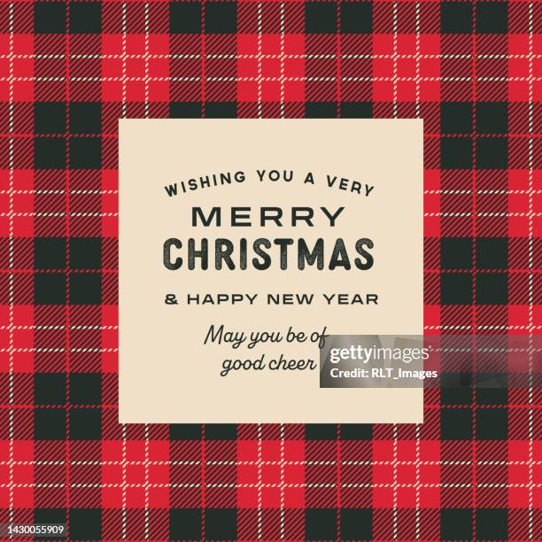merry christmas plaid design template - red plaid stock illustrations