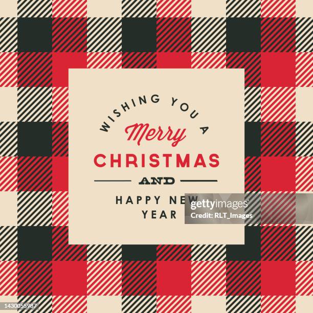 merry christmas plaid design template - plaid stock illustrations