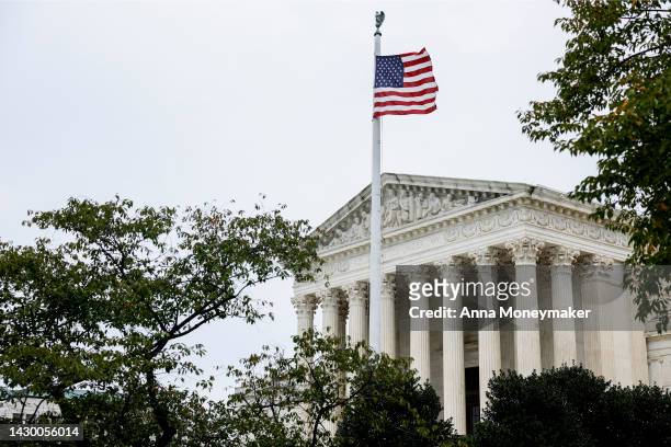 The U.S. Supreme Court Building on October 03, 2022 in Washington, DC. The Court is hearing oral arguments for their first set of cases today which...