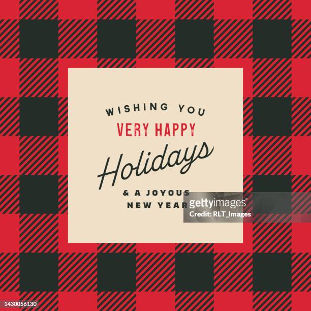 happy holidays plaid design template - holiday stock illustrations