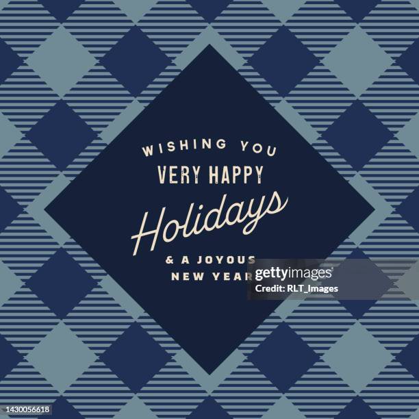 happy holidays plaid design template - buffalo check stock illustrations