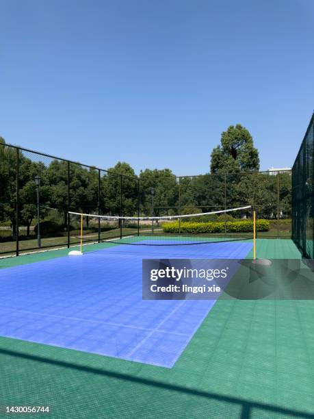 blue badminton court - indoor basketball court overhead stock pictures, royalty-free photos & images