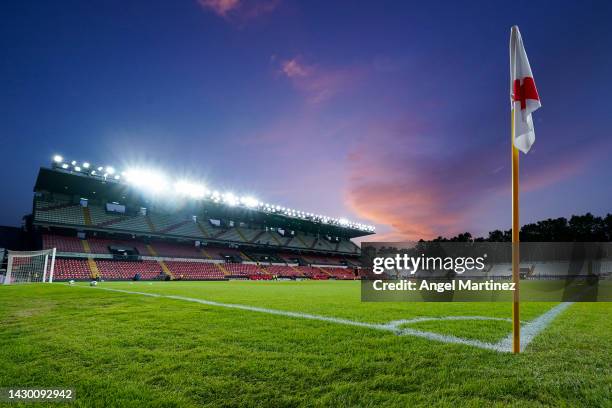 General view inside the stadium prior to the LaLiga Santander match between Rayo Vallecano and Elche CF at Campo de Futbol de Vallecas on October 03,...