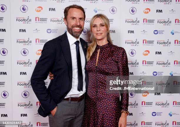 Gareth Southgate with his wife Alison Southgate attend the Legends of Football 2022 at the JW Marriott Grosvenor House Hotel on October 3, 2022 in...