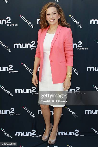 Mun2 GM Diana Mogollon attends mun2 television program lineup press announcement at SLS Hotel in Beverly Hills on April 17, 2012 in Los Angeles,...