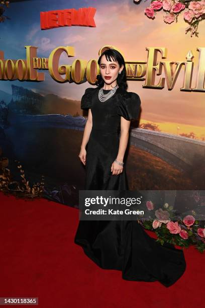 Sophia Anne Caruso attends the Netflix screening of "The School for Good and Evil" at Curzon Soho on October 03, 2022 in London, England.