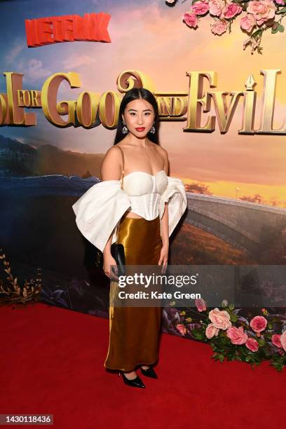 Emma Lau attends the Netflix screening of "The School for Good and Evil" at Curzon Soho on October 03, 2022 in London, England.