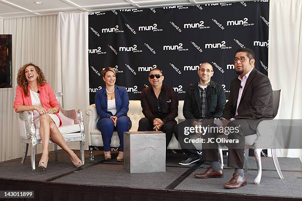 Mun2 GM Diana Mogollon, Janney 'Chiquis' Marin, Larry Hernandez, Haythem Haddad, Mun2 Senior VP Flavio Morales attend mun2 television program lineup...