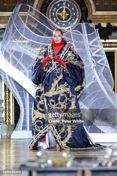 Gwendoline Christie walks the runway during the Thom Browne Womenswear Spring/Summer 2023 show as part of Paris Fashion Week on October 03, 2022 in...