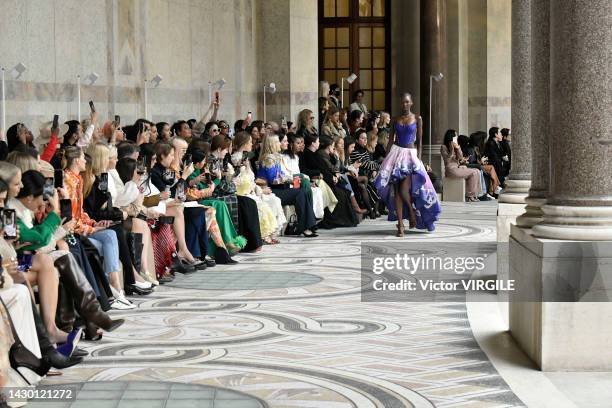 Model walks the runway during the Zimmermann Ready to Wear Spring/Summer 2023 fashion show as part of the Paris Fashion Week on October 3rd, 2022 in...