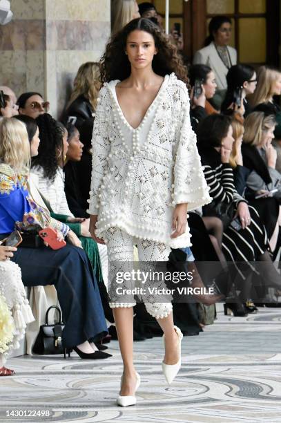 Model walks the runway during the Zimmermann Ready to Wear Spring/Summer 2023 fashion show as part of the Paris Fashion Week on October 3rd, 2022 in...