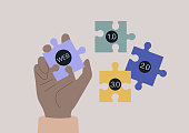 Web 3 concept, a hand holding a puzzle piece, new technologies
