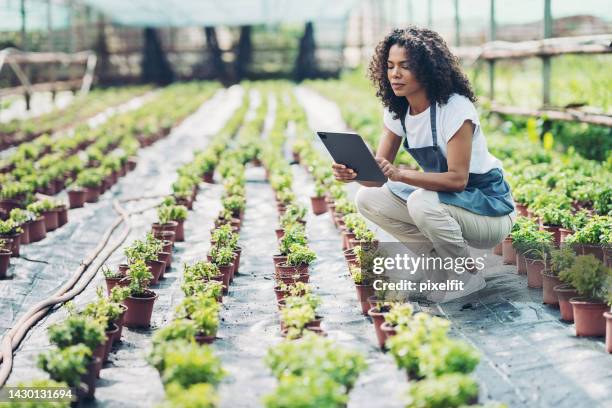 applicazioni moderne per i lavoratori del giardino - landscape gardener foto e immagini stock