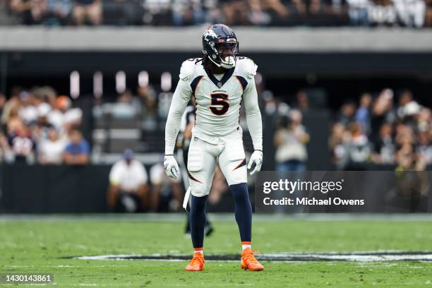 Randy Gregory of the Denver Broncos lines up during an NFL football game between the Las Vegas Raiders and the Denver Broncos at Allegiant Stadium on...