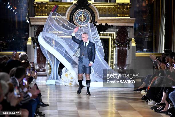 Fashion designer Thom Browne walks the runway during the Thom Browne Ready to Wear Spring/Summer 2023 fashion show as part of the Paris Fashion Week...