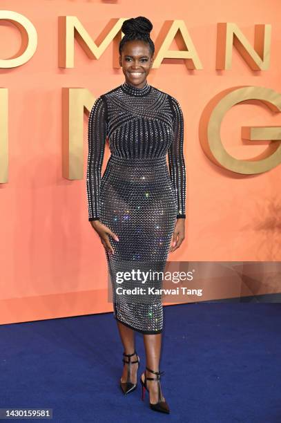 Oti Mabuseattends "The Woman King" UK Gala Screening at Odeon Luxe Leicester Square on October 03, 2022 in London, England.