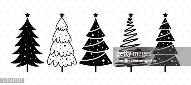 christmas tree set on white background - string lights white background stock illustrations