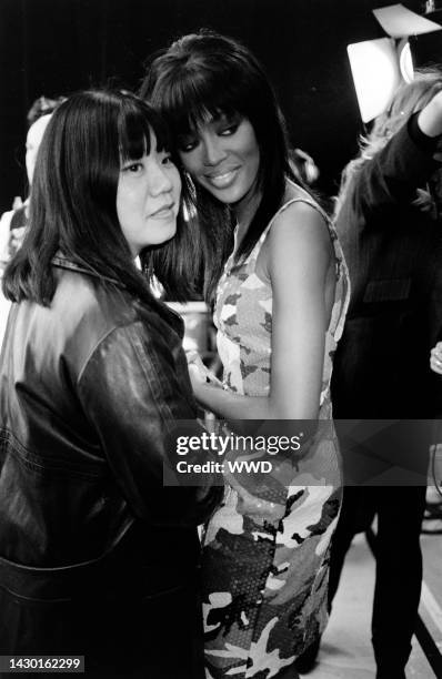 Model Naomi Campbell and designer Anna Sui backstage at the show.