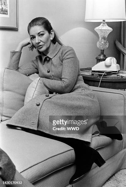 Opera singer Maria Callas poses for portraits during an interview on November 21, 1970 in New York City.