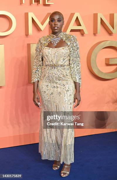 Lashana Lynch attends "The Woman King" UK Gala Screening at Odeon Luxe Leicester Square on October 03, 2022 in London, England.