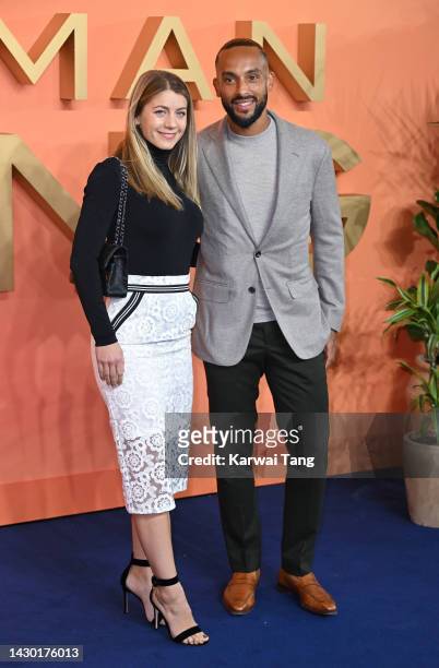 Melanie Walcott and Theo Walcott attend "The Woman King" UK Gala Screening at Odeon Luxe Leicester Square on October 03, 2022 in London, England.