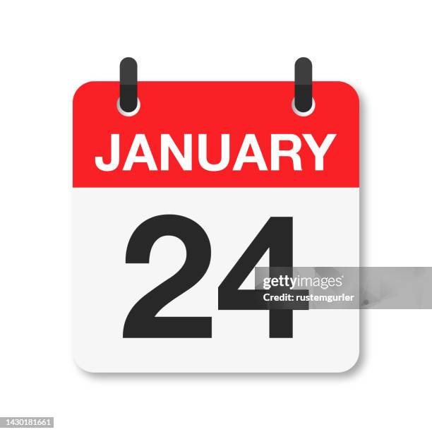 january 24 - daily calendar icon - white background - january 24 stock illustrations