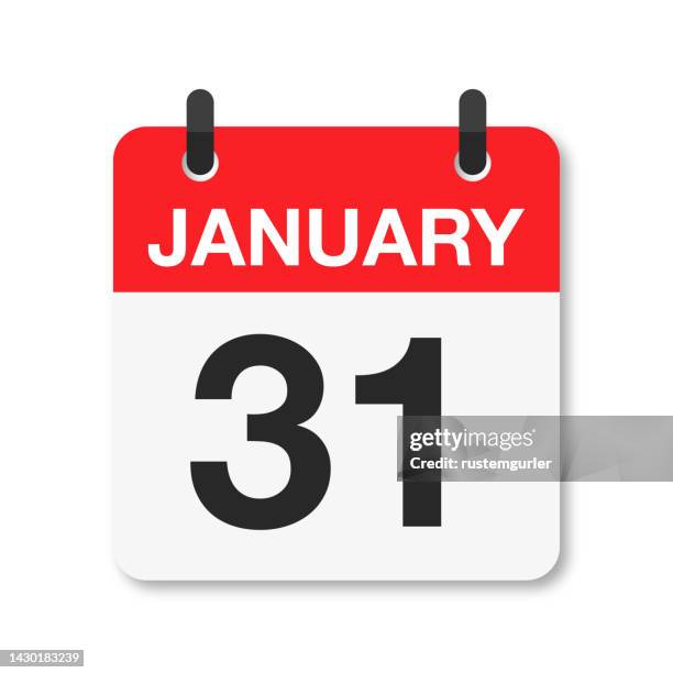 january 31 - daily calendar icon - white background - 31 january stock illustrations