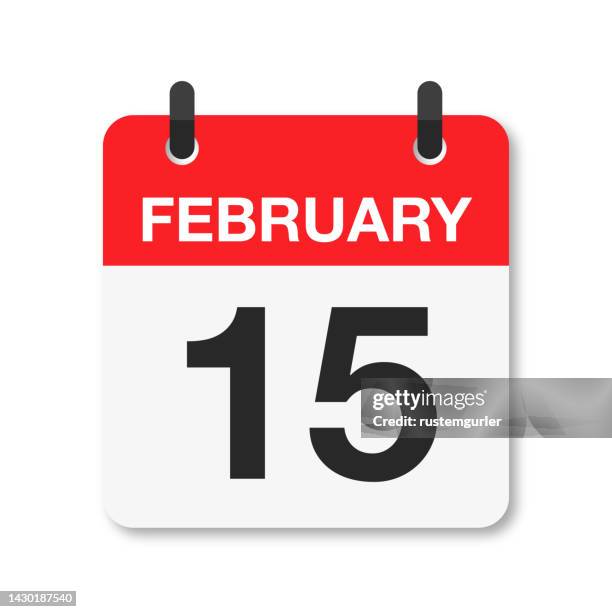 stockillustraties, clipart, cartoons en iconen met february 15 - daily calendar icon - white background - february