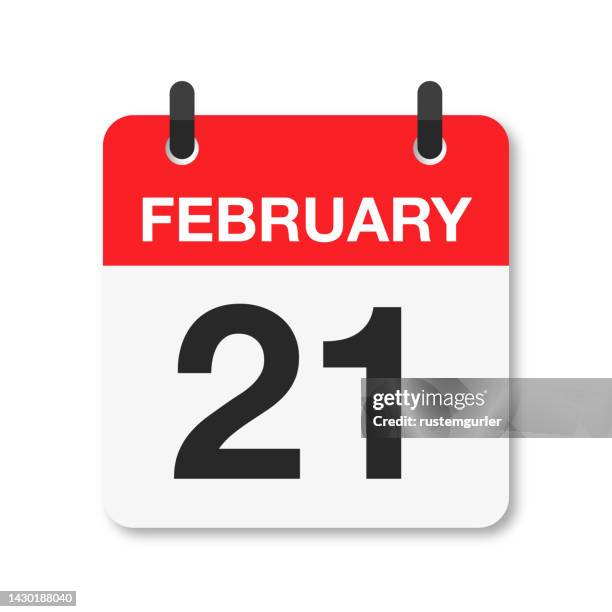 stockillustraties, clipart, cartoons en iconen met february 21 - daily calendar icon - white background - february