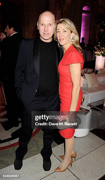 Peregrine Armstrong-Jones and Anna Nicholas attend Jonathan Shalit's 50th birthday party at The V&A on April 17, 2012 in London, England.