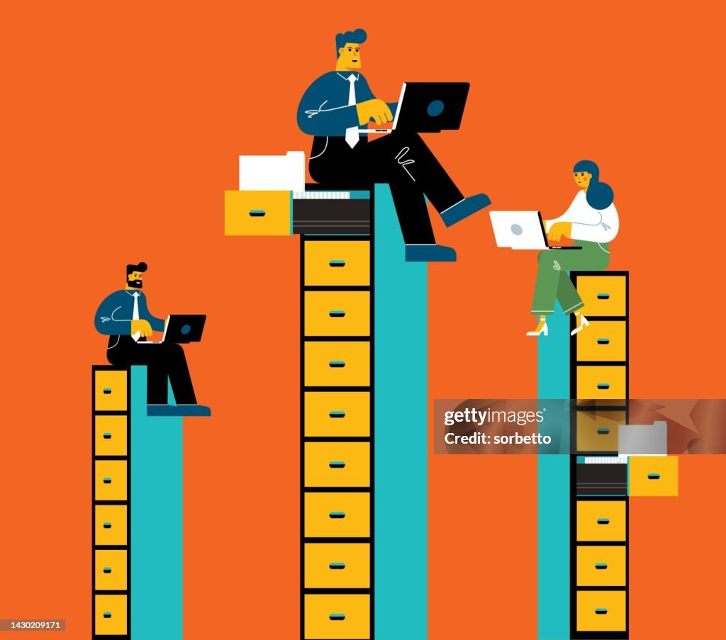People Filing Business People Sitting On Filing Cabinet High-Res Vector Graphic ...