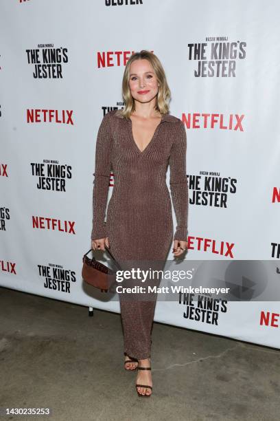 Kristen Bell attends the premiere party for Netflix Comedy Special "Hasan Minhaj: The King's Jester" at Rideback Ranch on October 03, 2022 in Los...