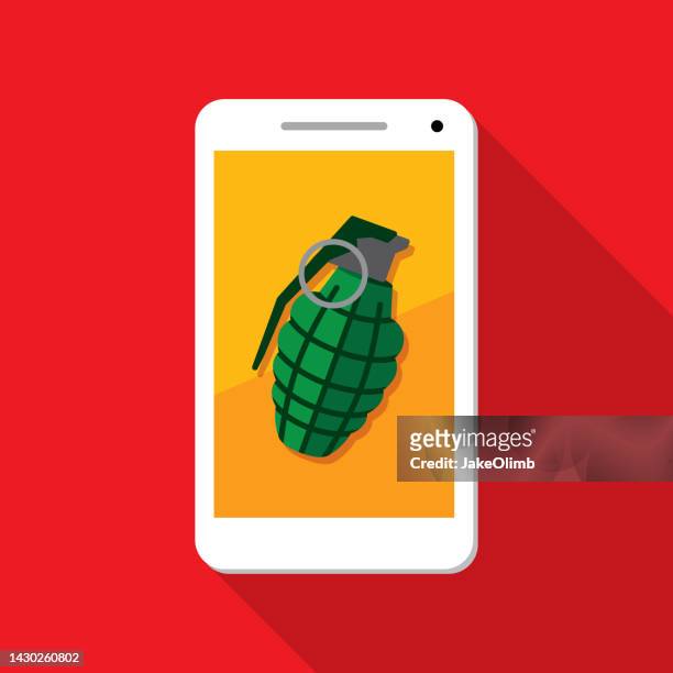 grenade smartphone icon flat - domestic violence stock illustrations