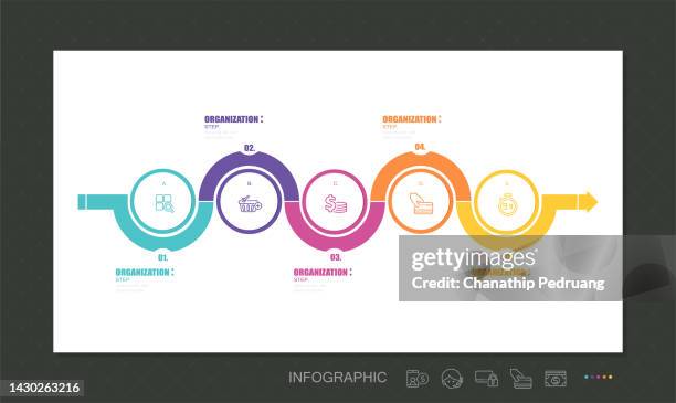 business data visualization. timeline infographic icons designed for abstract background template stock illustrationinfographic, number 5, timeline - visual aid, circle, staircase, icons - process infographic stock illustrations