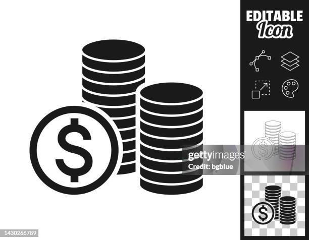 stockillustraties, clipart, cartoons en iconen met dollar coins stacks. icon for design. easily editable - token