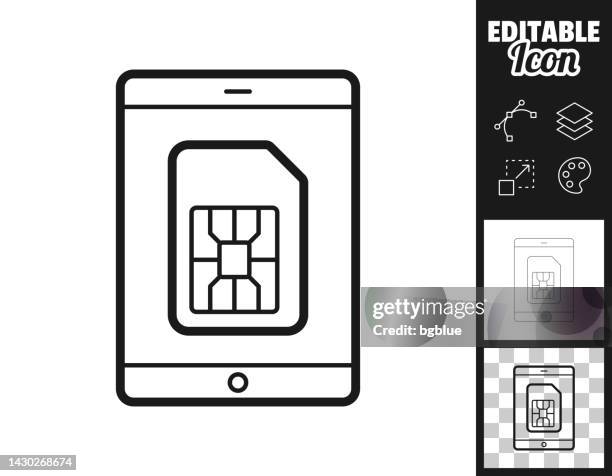 tablet pc with sim card. icon for design. easily editable - ipad screen close up stock illustrations